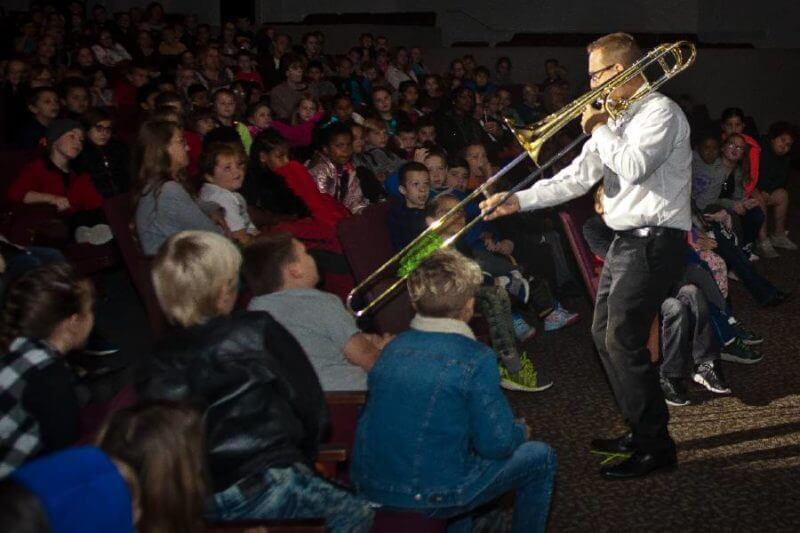 trombone player at childrens concert