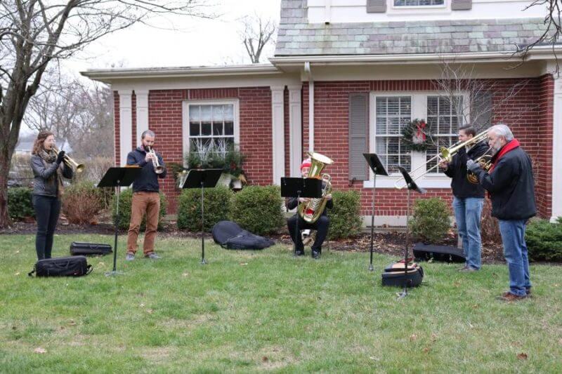 rso brass players outdoors for christmas